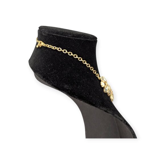 Gold Tone & Clear Rhinestone Floral Styled Necklace with Lobster Claw Clasp - Picture 6 of 11